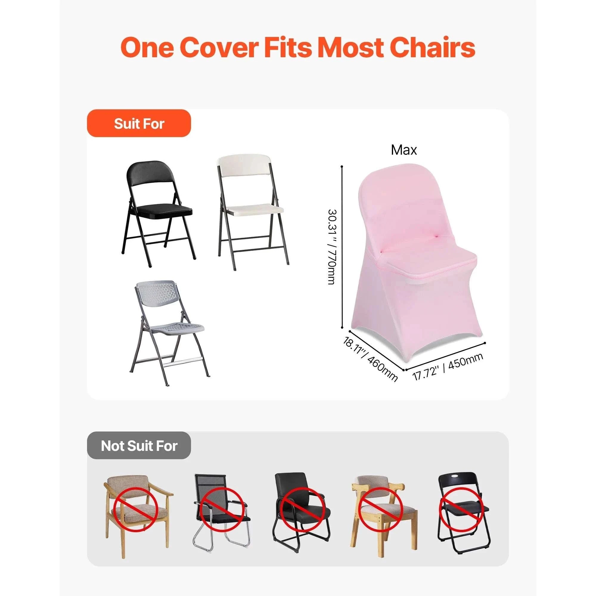 Stretch Spandex Chair Covers for Events & Dining Chairs (Set)-United States / Pink