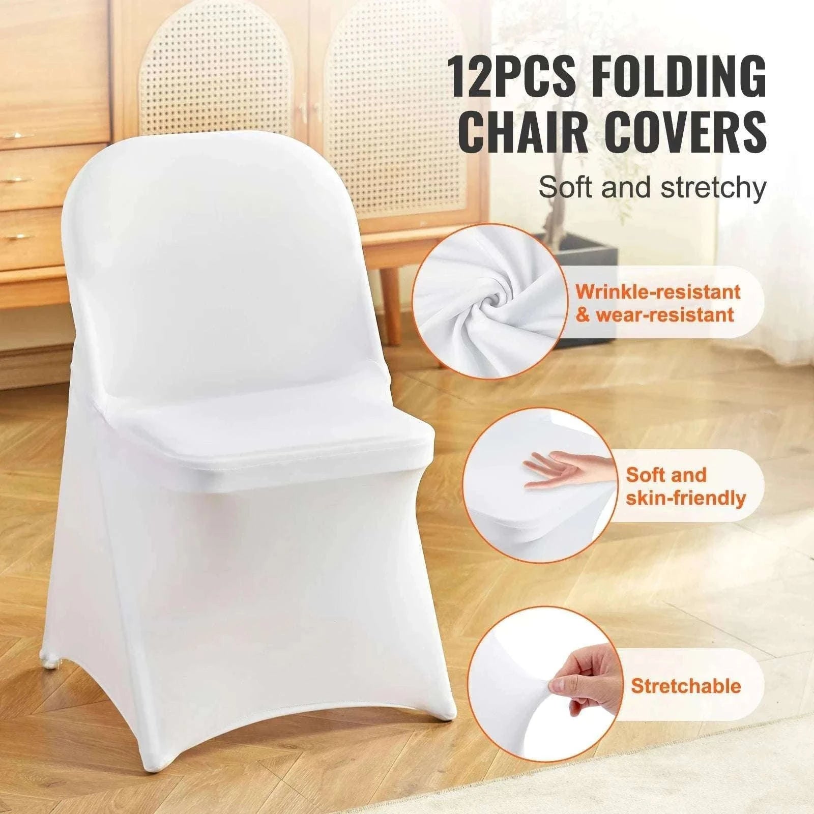 Stretch Spandex Chair Covers for Folding Chairs (12 or 30 Pack)-