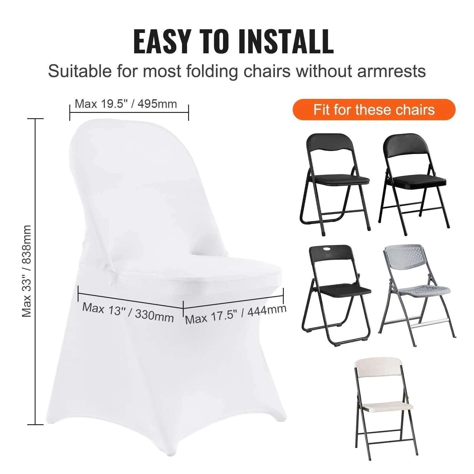 Stretch Spandex Chair Covers for Folding Chairs (12 or 30 Pack)-
