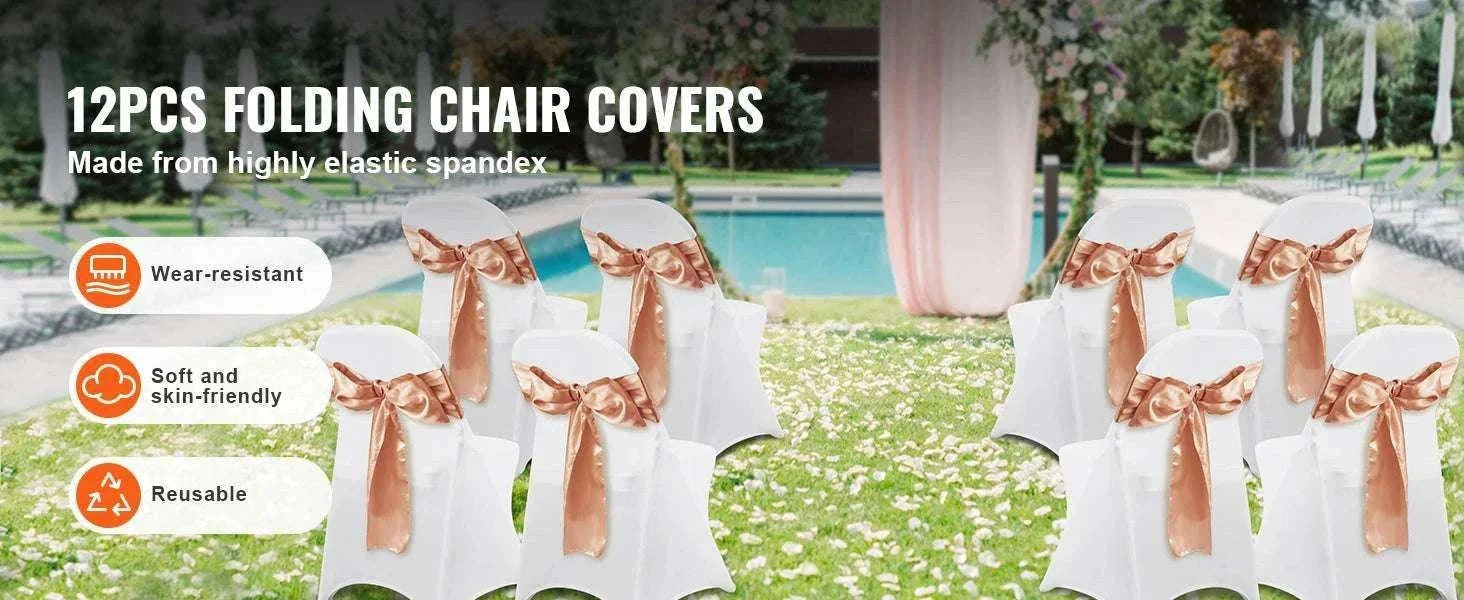 Stretch Spandex Chair Covers for Folding Chairs (12 or 30 Pack)-