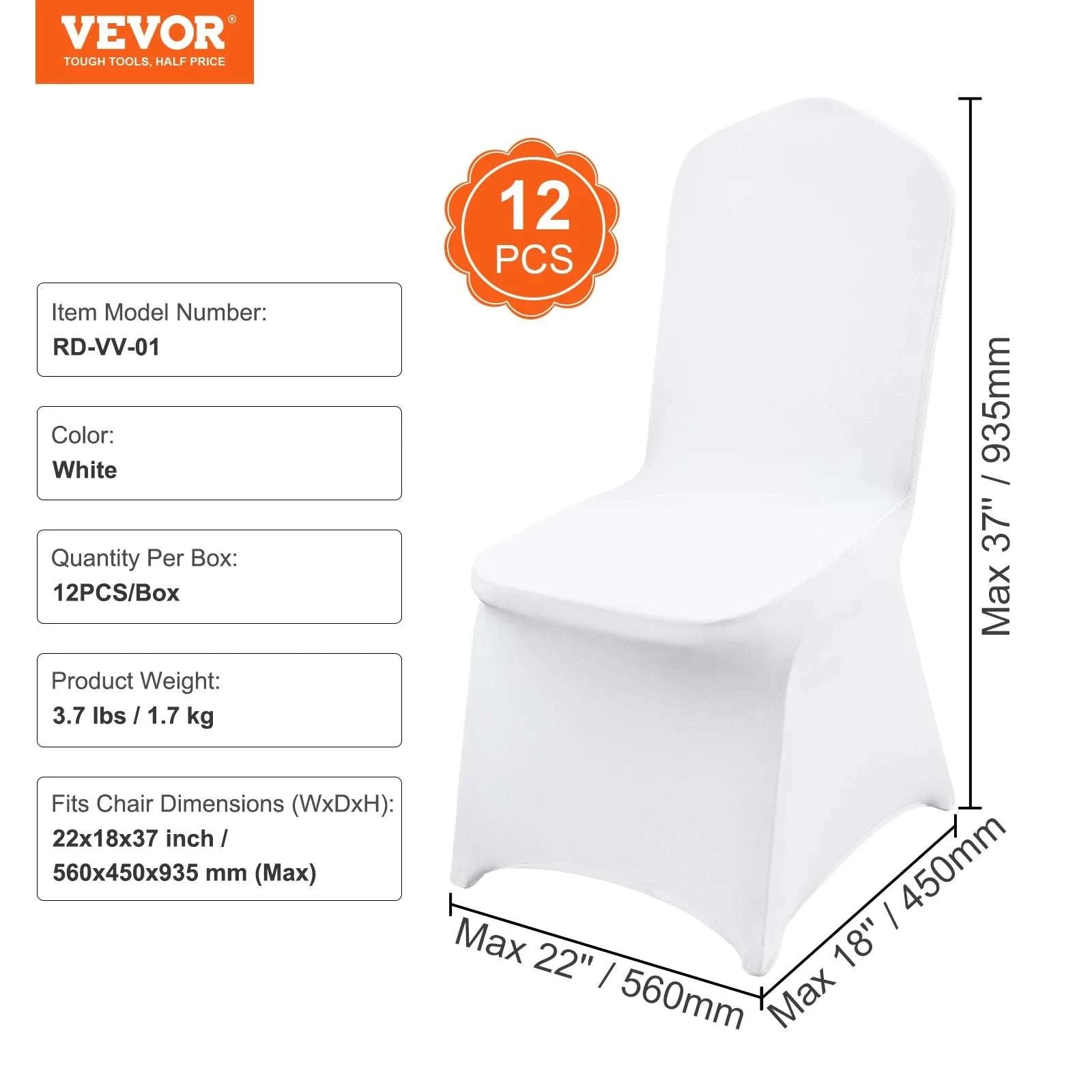 Stretch Spandex Chair Covers for Weddings, Banquets & Events-Flat-Front 50pcs / United States