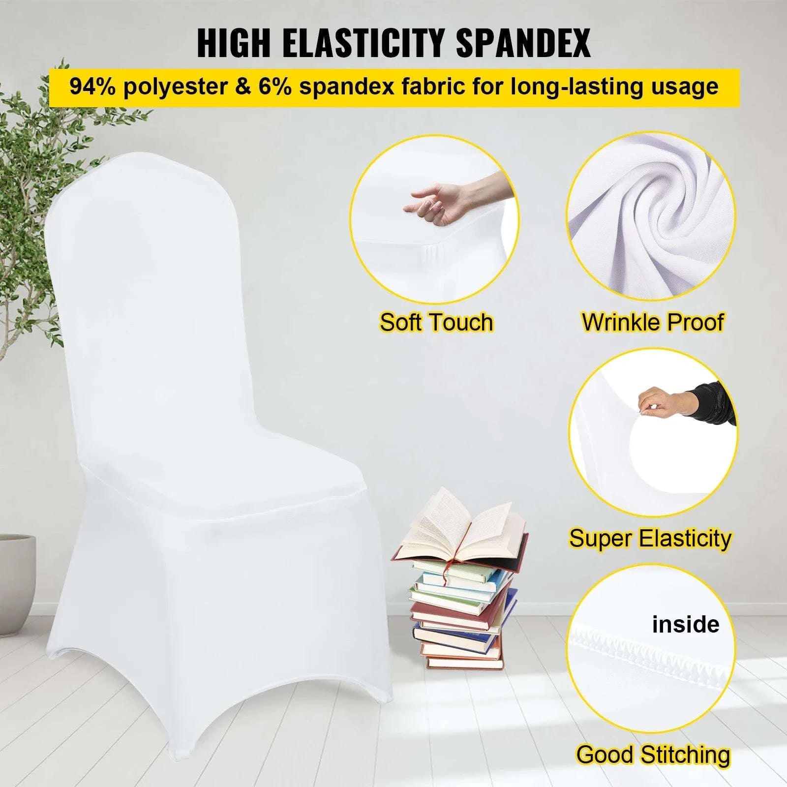 Stretch Spandex Chair Covers for Weddings & Events (50/100 Pack)-Flat-Front White / 50PCS / Poland