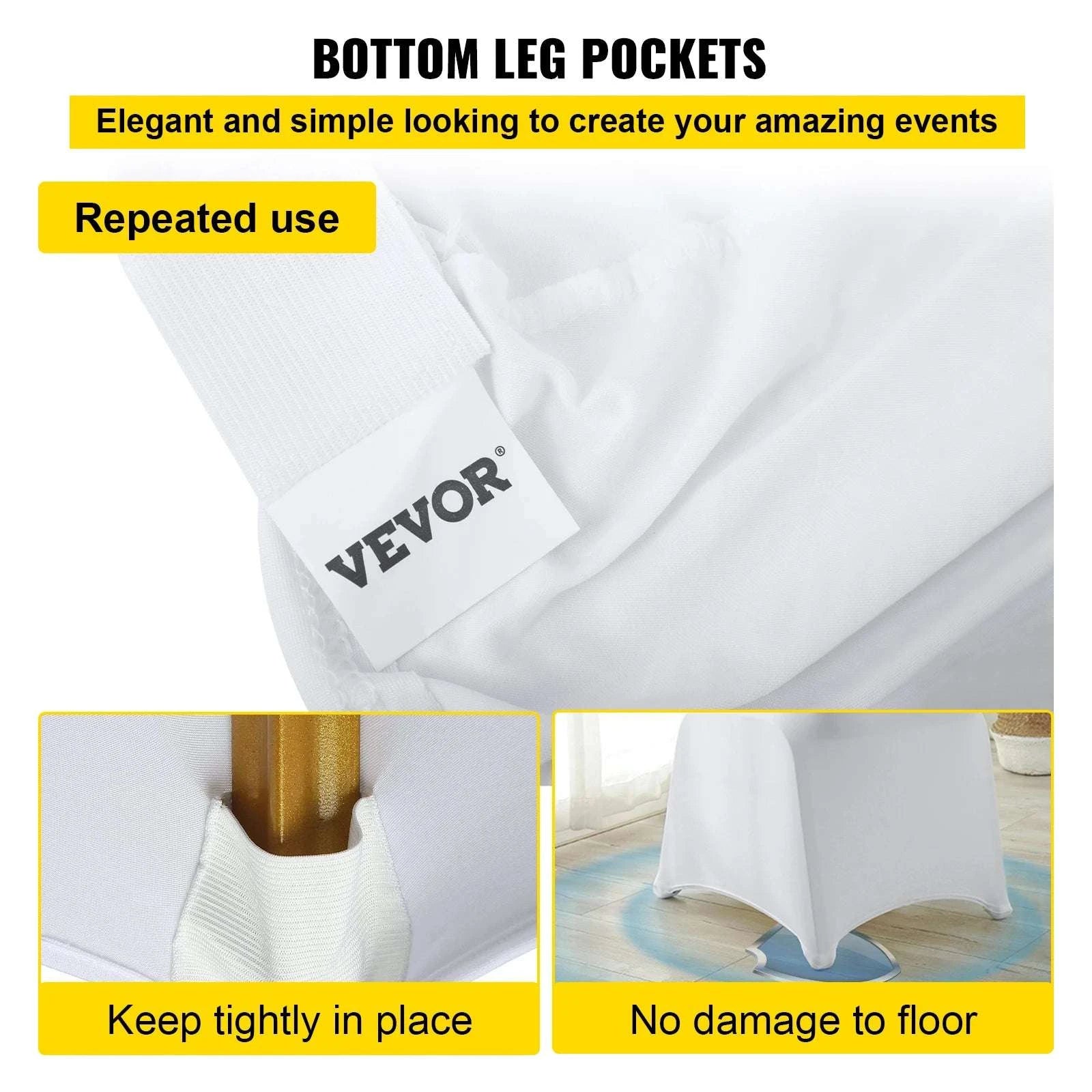 Stretch Spandex Chair Covers for Weddings & Events (50/100 Pack)-Flat-Front White / 50PCS / Poland