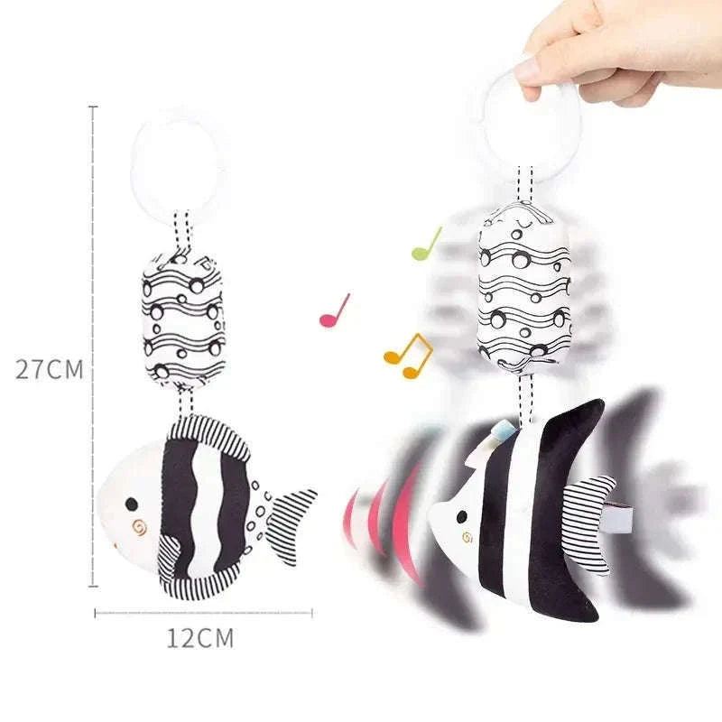 Stroller Hanging Bell Plush Doll Baby Infant Rattle Toy-Clown Fish