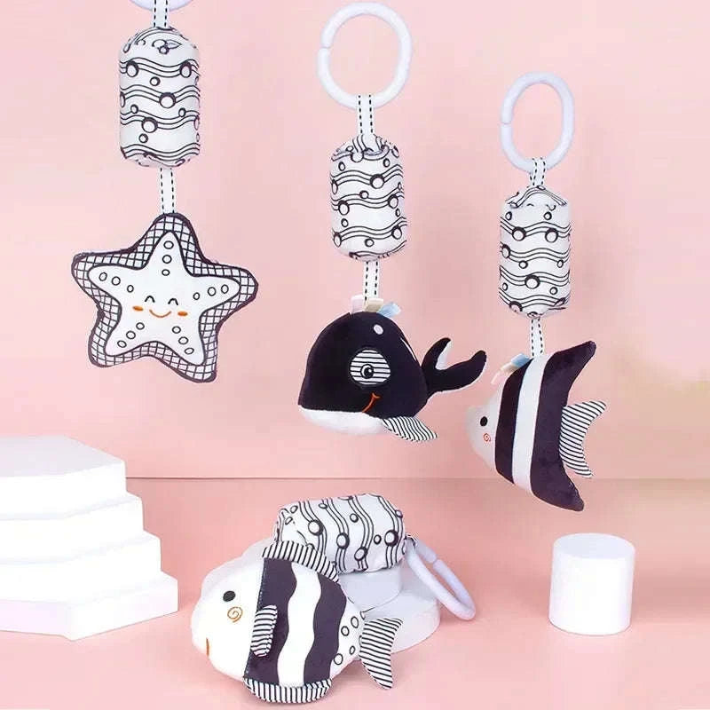 Stroller Hanging Bell Plush Doll Baby Infant Rattle Toy-Clown Fish