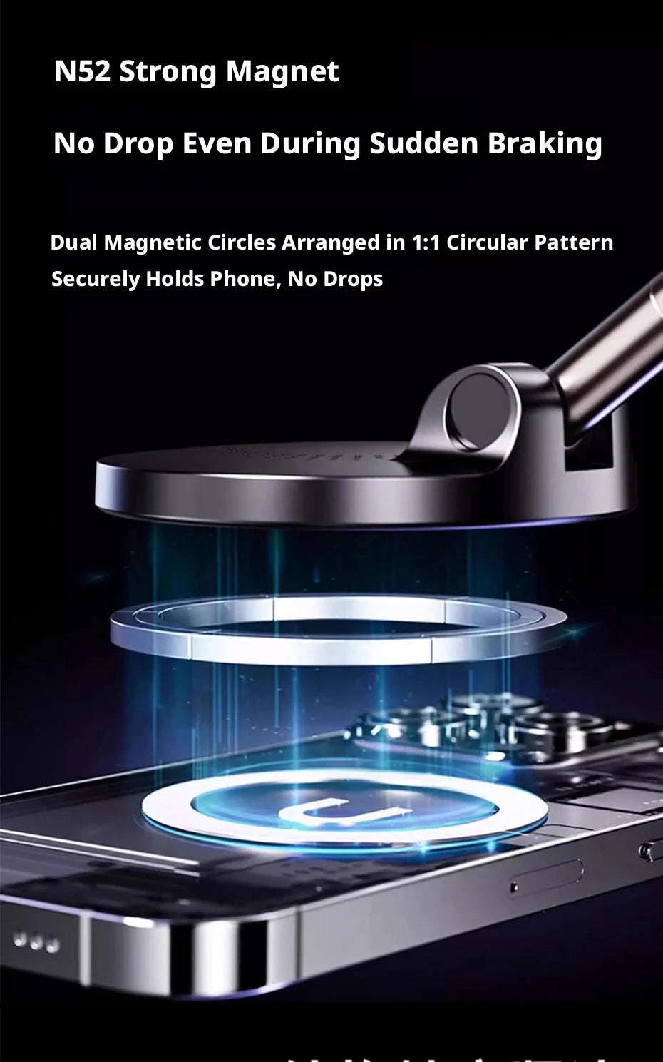 Strong Magnetic Car Phone Holder with Wireless Charging-1PC Black