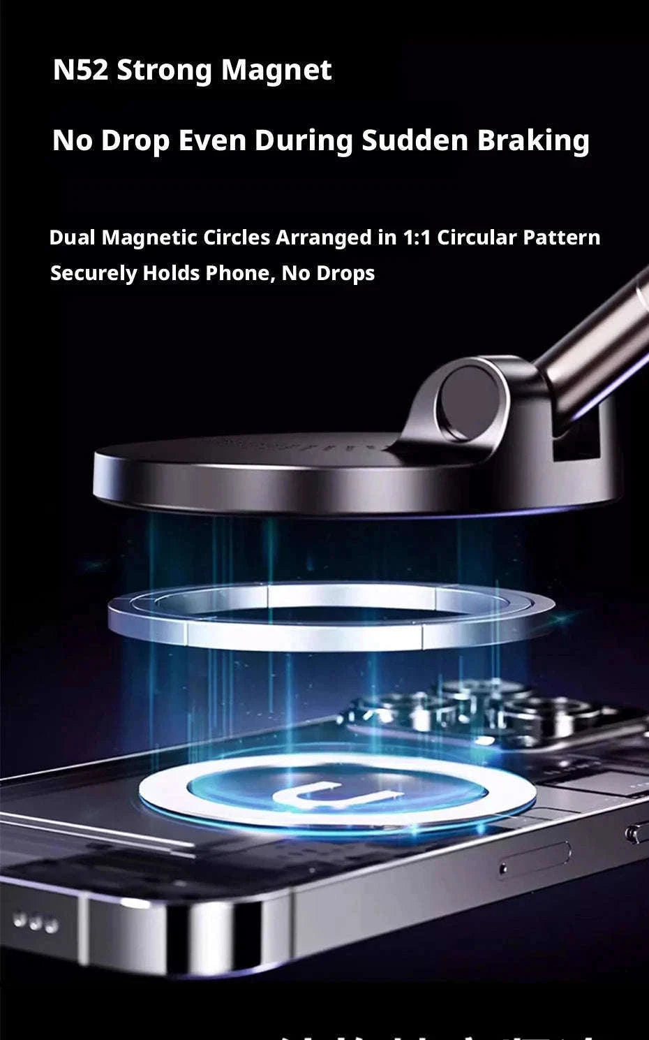 Strong Magnetic Car Phone Holder with Wireless Charging-1PC Black