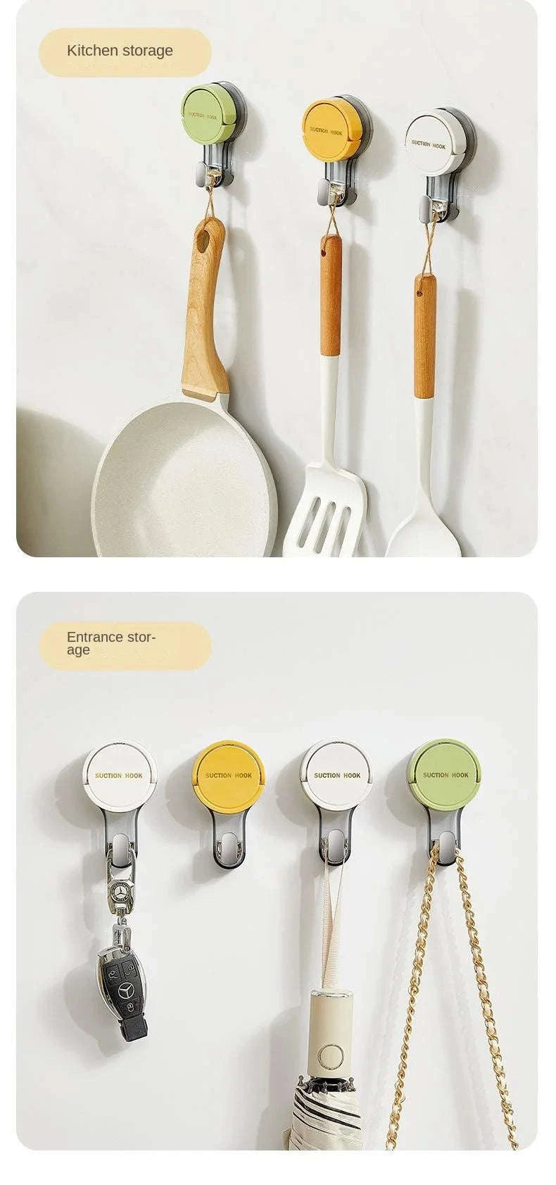 Strong Suction Hook – Vacuum-Powered Adhesive Hanging Solution-Green2