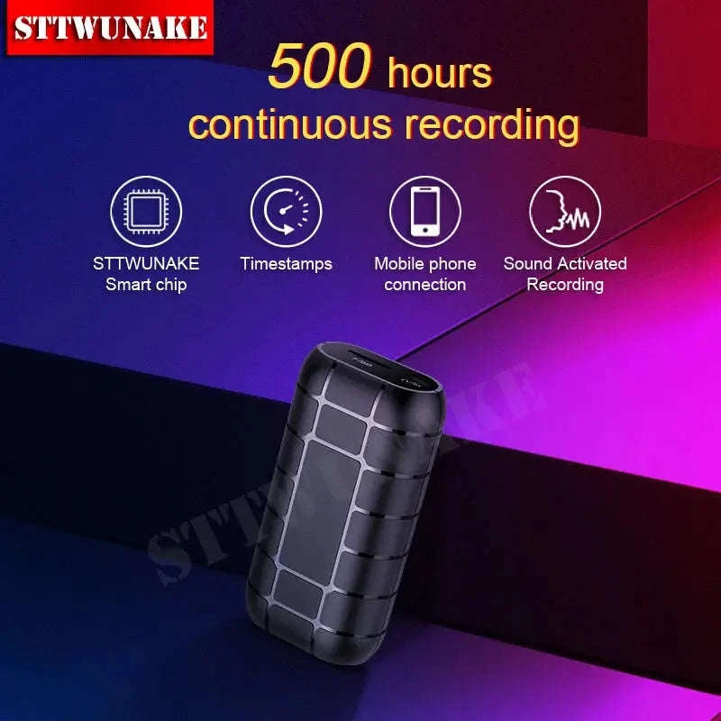 STTWUNAKE L4 Mini Voice Activated Recorder – 500h Battery, Magnetic Design, OTG Transfer-16GB / With OTG adapter