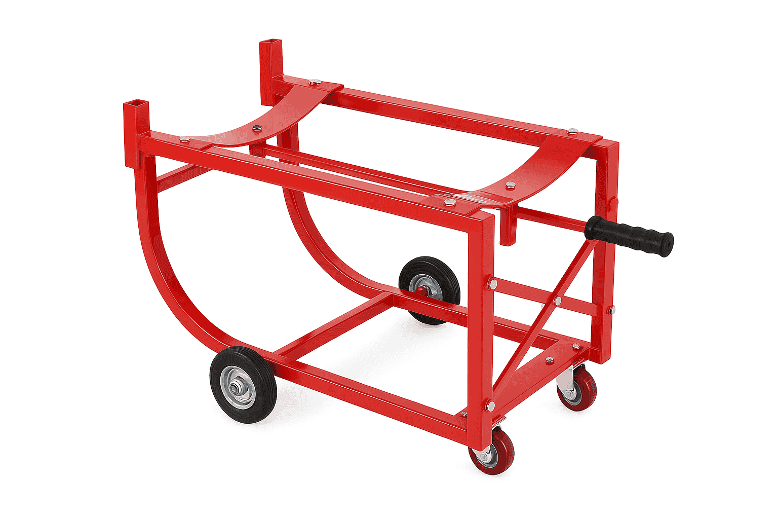Sturdy Red Steel 55 Gallon Drum Dolly Cart 600 lbs-United States / Red