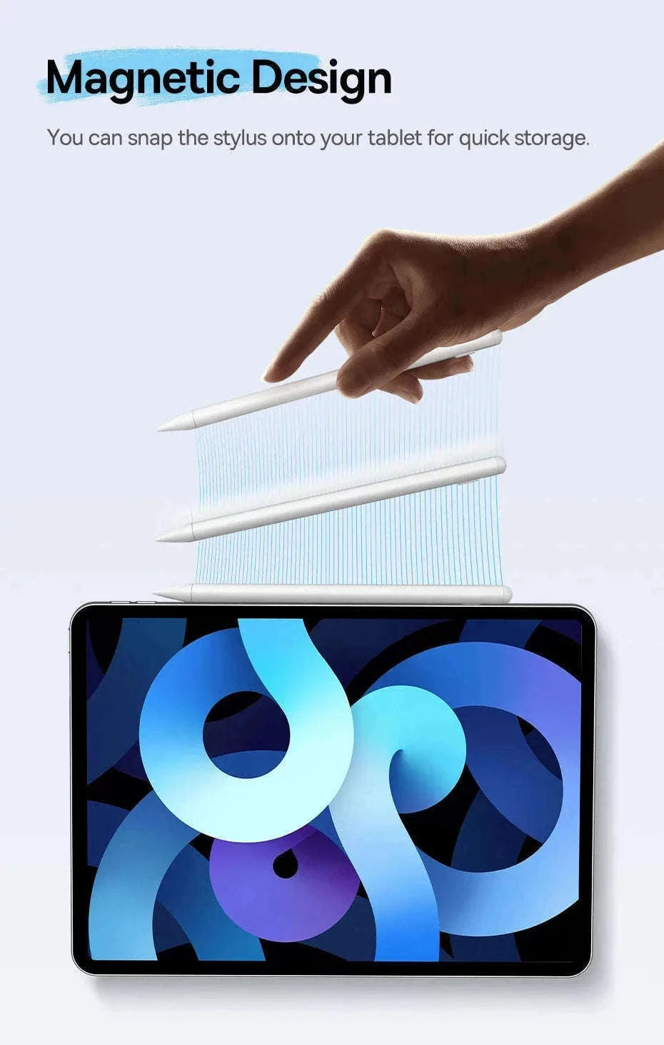 Stylus Pen for iPad with Palm Rejection, LED & Magnetic Design-WHITE