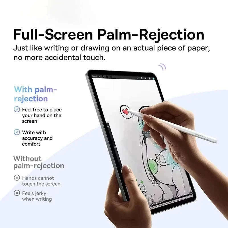 Stylus Pen for iPad with Palm Rejection, LED & Magnetic Design-WHITE