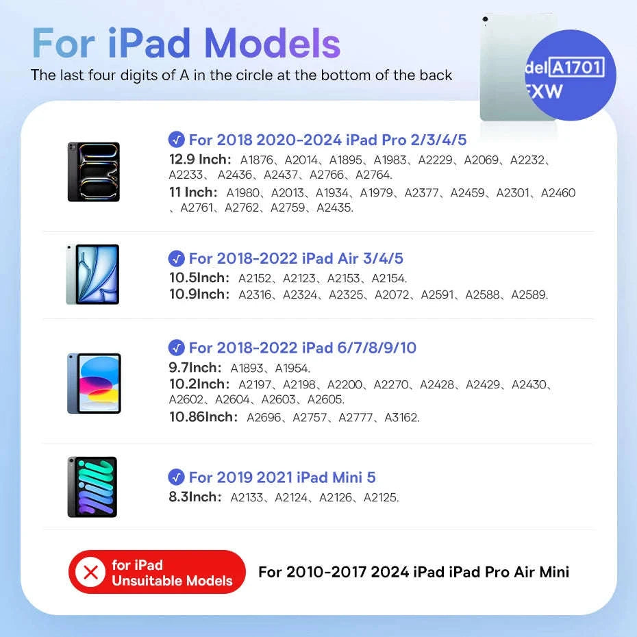 Stylus Pen for iPad with Palm Rejection, LED & Magnetic Design-WHITE