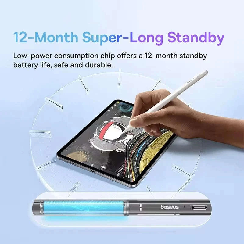 Stylus Pen for iPad with Palm Rejection, LED & Magnetic Design-WHITE