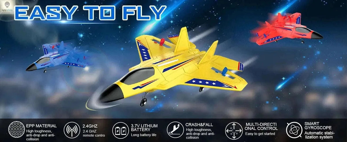 SU35 RC Plane with LED Lights and 2.4GHz Control-Yellow