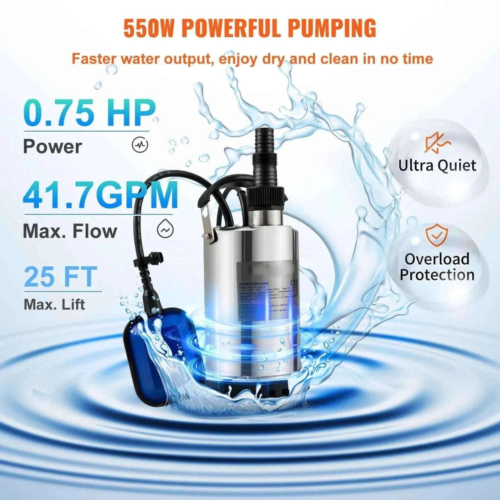 Submersible Sewage Pump for Water Drainage-550W 0.75HP / EU / spain