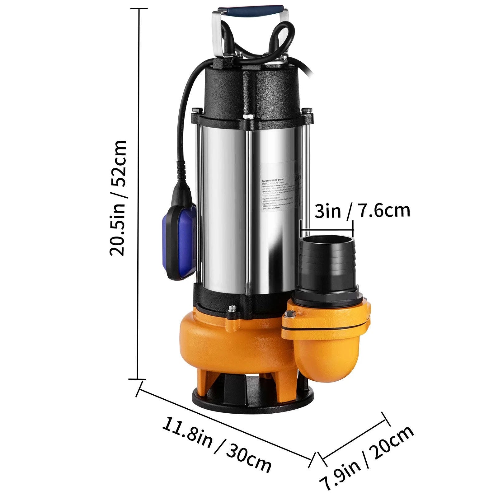 Submersible Sewage Pump for Water Drainage-550W 0.75HP / EU / spain