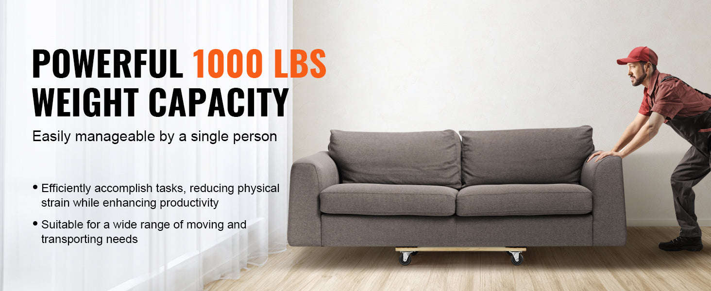 SucceBuy 1000lbs Furniture Moving Pallet Trolley Industrial Machinery Mover with PP Swivel Casters for Transporting Cargo Fridge-1PC / United States