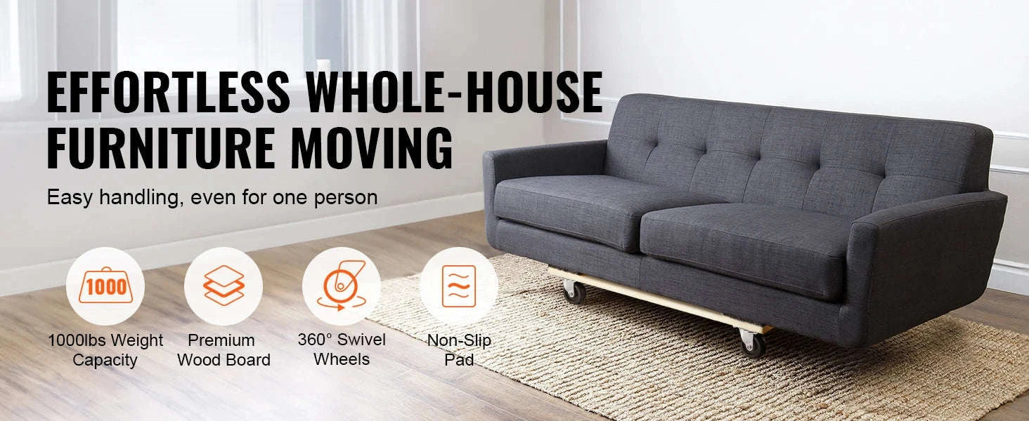 SucceBuy 1000lbs Furniture Moving Pallet Trolley Industrial Machinery Mover with PP Swivel Casters for Transporting Cargo Fridge-1PC / United States