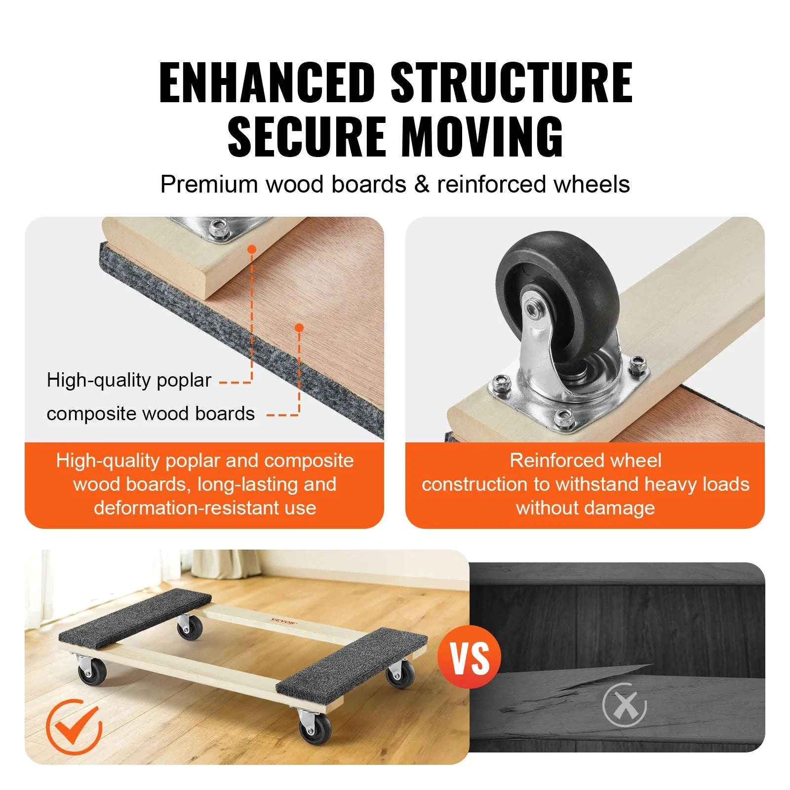 SucceBuy 1000lbs Furniture Moving Pallet Trolley Industrial Machinery Mover with PP Swivel Casters for Transporting Cargo Fridge-1PC / United States