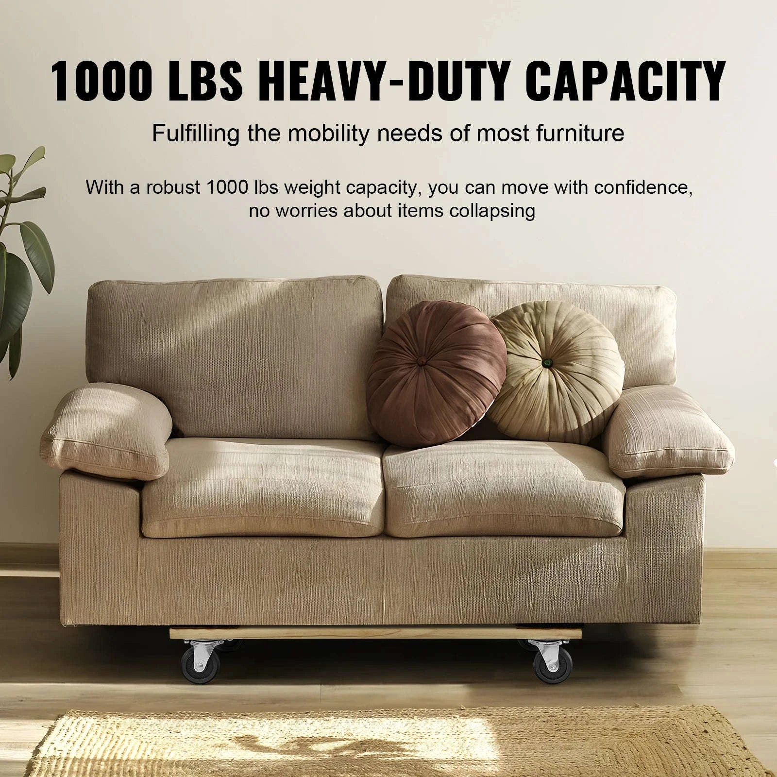 SucceBuy 1000lbs Furniture Moving Pallet Trolley Industrial Machinery Mover with PP Swivel Casters for Transporting Cargo Fridge-1PC / United States