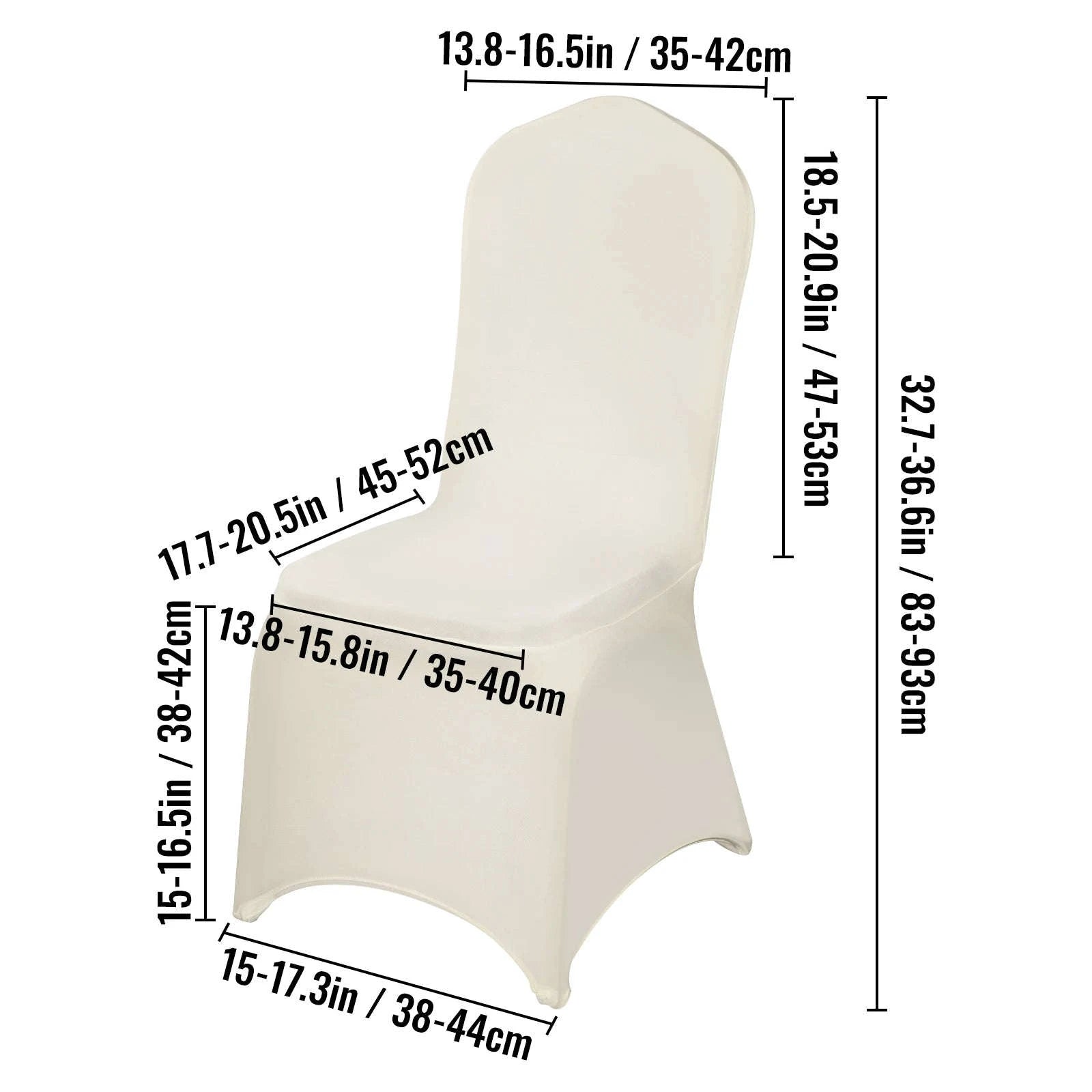 SucceBuy 100Pcs Wedding Chair Covers Stretch Polyester Spandex Slipcover Folding Flat Front Chair Covers for Hotel Dining Party-Ivory 100pcs / france