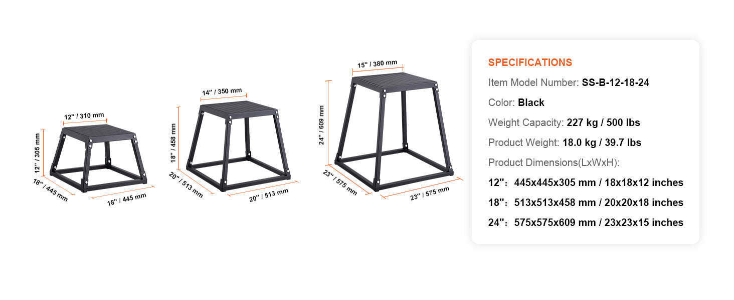 SucceBuy 12/18/24/30inch Plyometric Jump Box Plyo Box Platform Black For Home Gym Training Conditioning Strength Training 3/4pcs-3pcs Red / United States