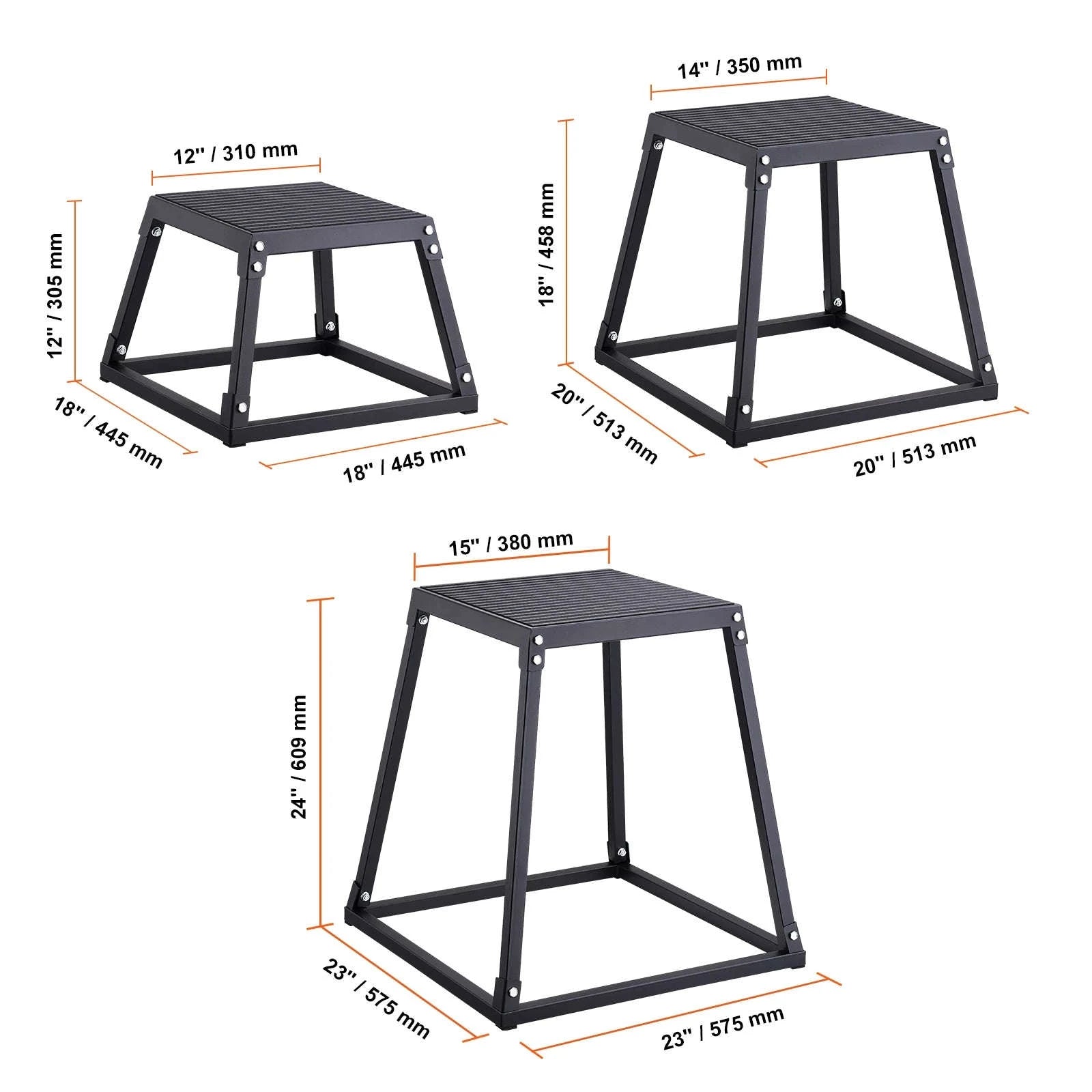 SucceBuy 12/18/24/30inch Plyometric Jump Box Plyo Box Platform Black For Home Gym Training Conditioning Strength Training 3/4pcs-3pcs Red / United States