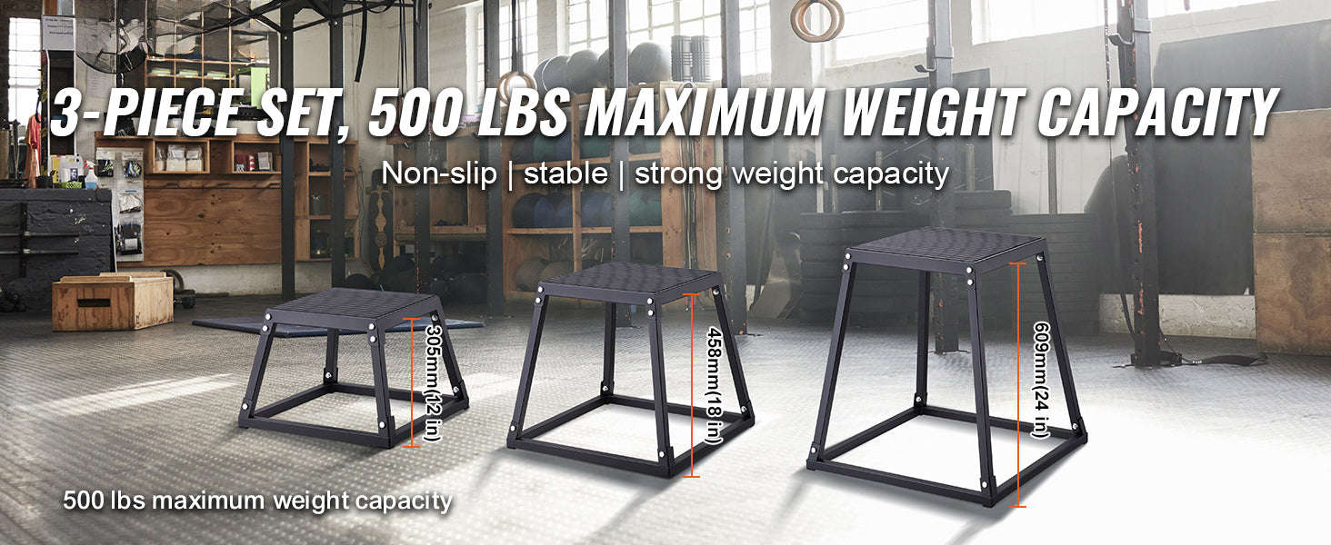 SucceBuy 12/18/24/30inch Plyometric Jump Box Plyo Box Platform Black For Home Gym Training Conditioning Strength Training 3/4pcs-3pcs Red / United States