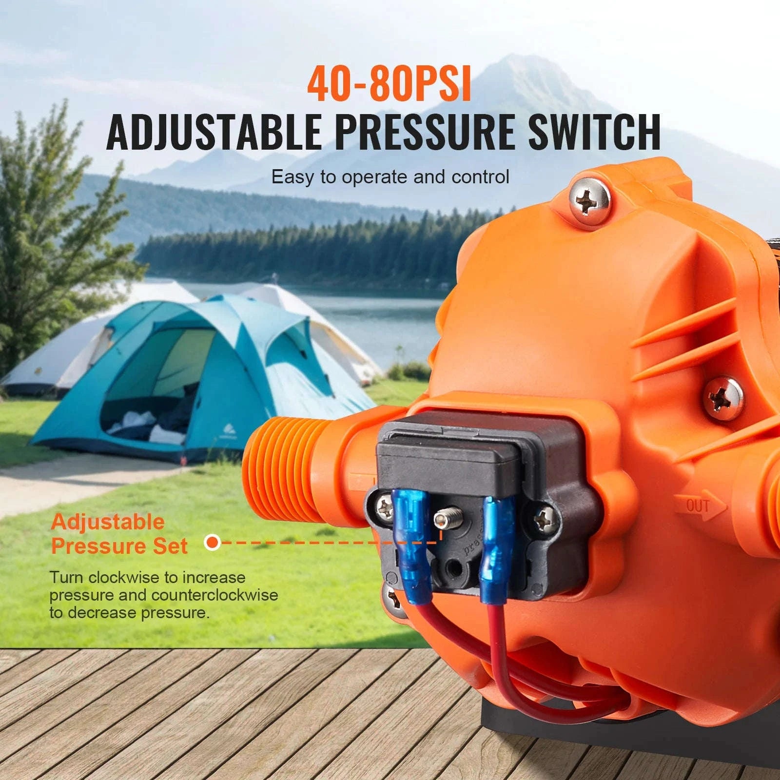 SucceBuy 12V Diaphragm Pump 1.8/3/3.5/5 GPM 3/4/5-Chamber 40-100 PSI Adjustable 1/2'' MNPT Port for RV Yacht Food Truck Camper-5.0 GPM 5-Chamber / EU / Poland