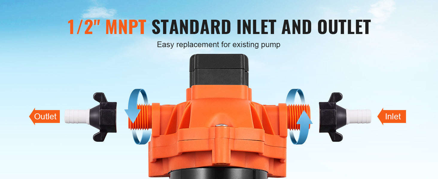 SucceBuy 12V Diaphragm Pump 1.8/3/3.5/5 GPM 3/4/5-Chamber 40-100 PSI Adjustable 1/2'' MNPT Port for RV Yacht Food Truck Camper-5.0 GPM 5-Chamber / EU / Poland