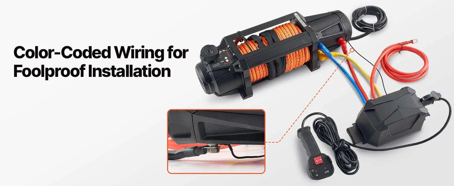 SucceBuy 13500LBS 12V Electric Winch Synthetic Tow Rope Car Winch 28M Lifting Hoist for 4X4 Car Trailer ATV Truck Off Road Boat-13500LBS / 27M / spain