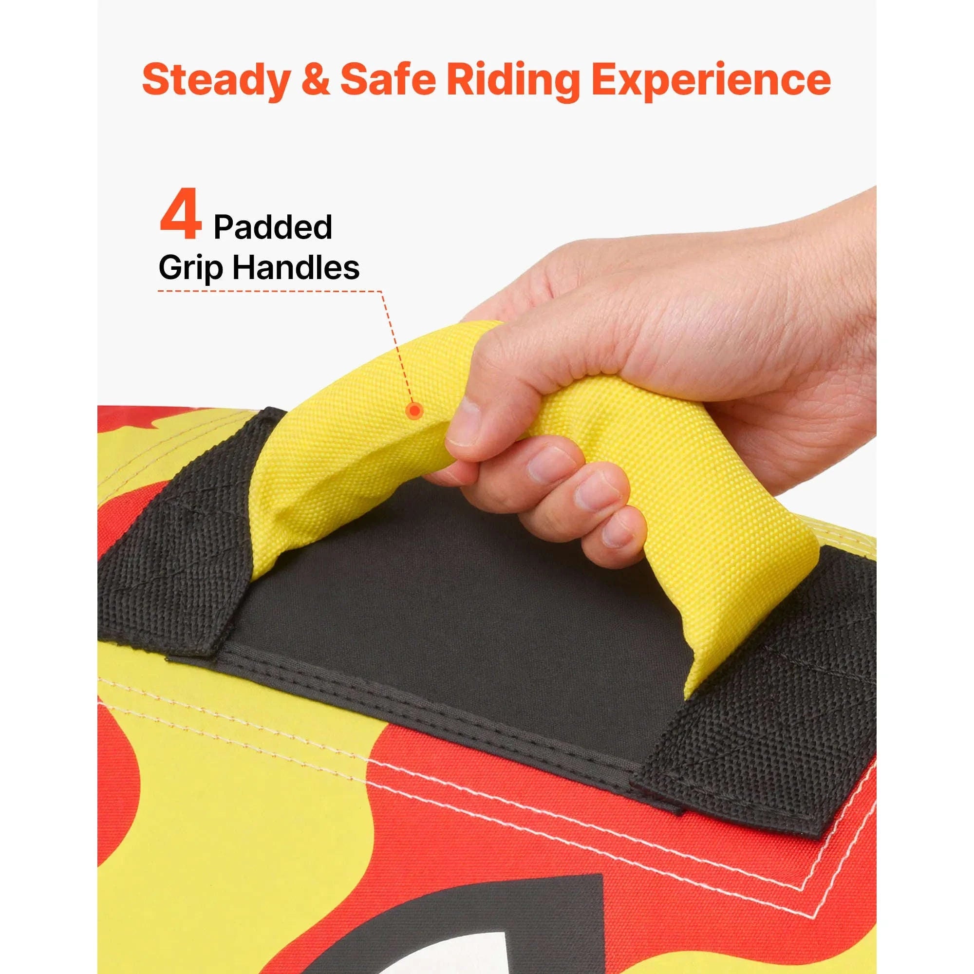 SucceBuy 2/3 Rider Towable Tubes Boating 340/510/680 lbs Inflatable Tube Anti-Slip Pad Nylon Cover Padded Handles Safety Valve-3 Riders TypeA / United States