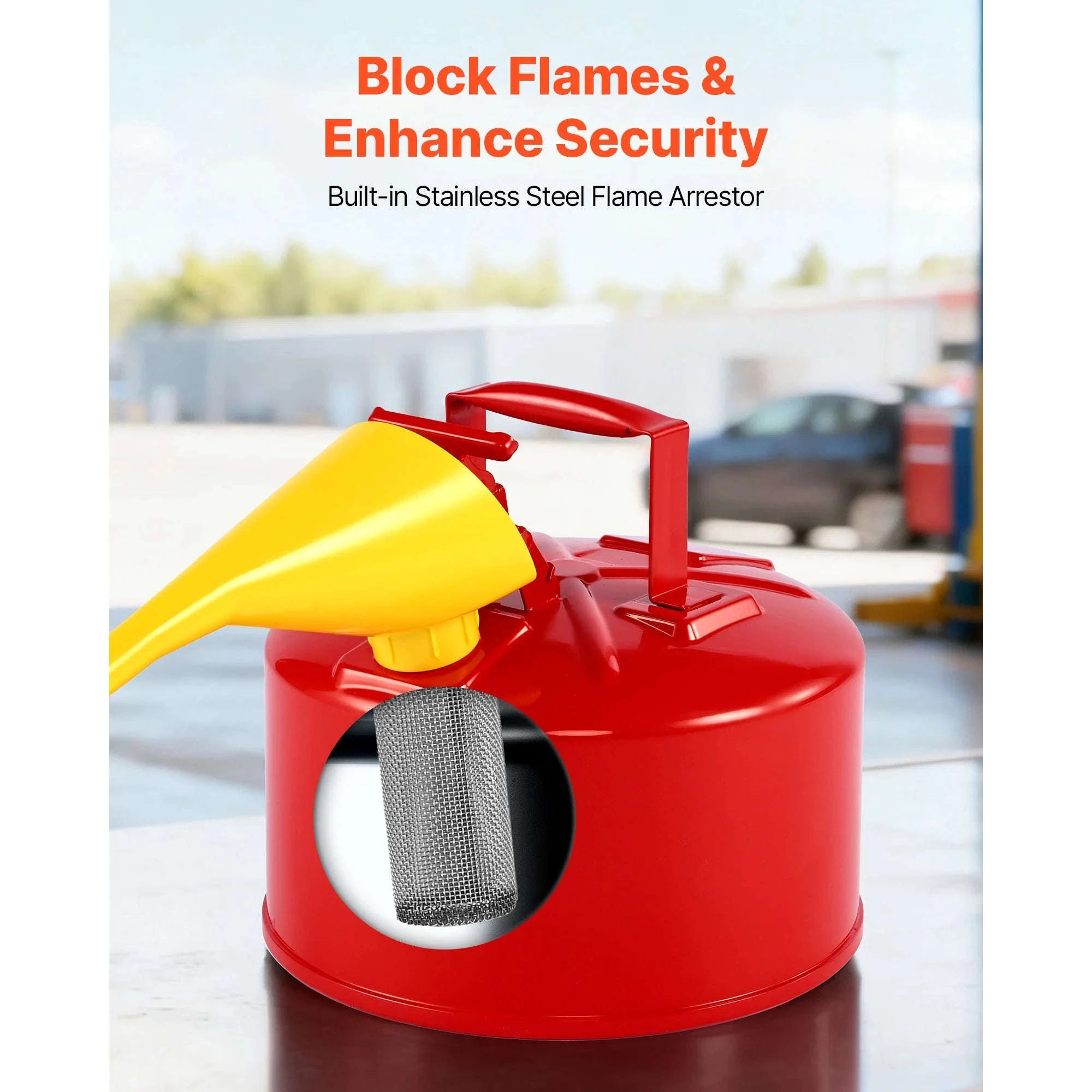 SucceBuy 2.5/5Gal Safety Gas Can Type I Safety Storage Container with Stainless Steel Flame Arrester & PE Funnel for Gasoline-2.5 gal / United States