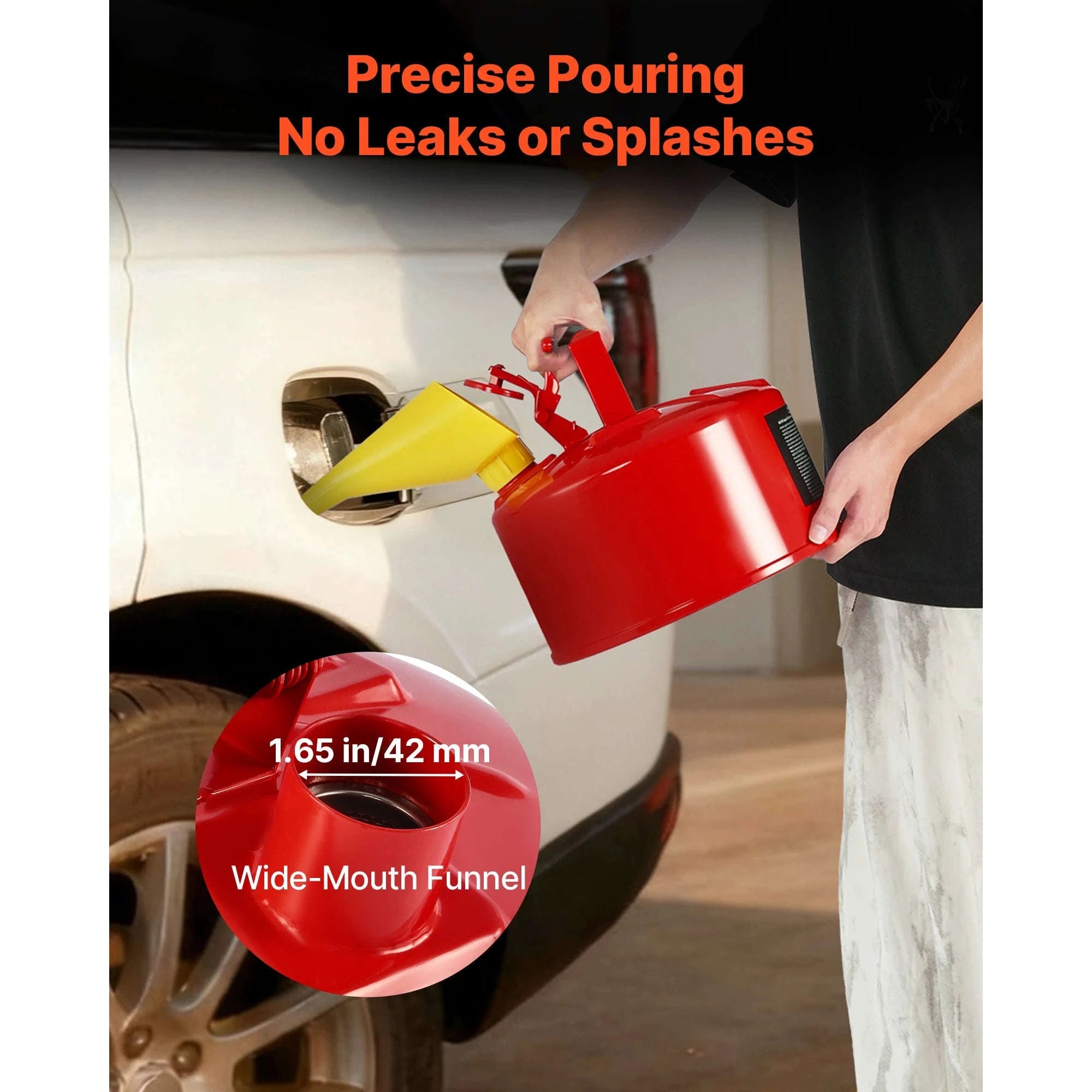 SucceBuy 2.5/5Gal Safety Gas Can Type I Safety Storage Container with Stainless Steel Flame Arrester & PE Funnel for Gasoline-2.5 gal / United States