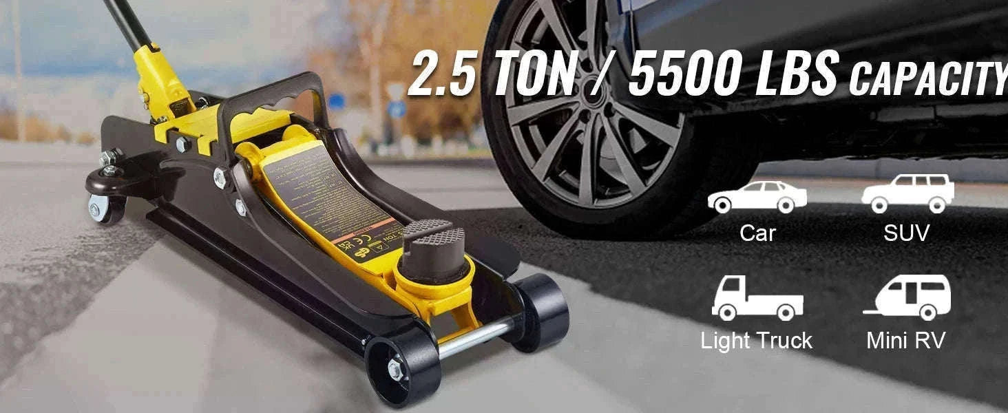 SucceBuy 2.5T Floor Hydraulic Jack Pneumatic Low Profile Floor Jack Heavy-Duty Steel Racing Floor Jack with Piston Lift Pump-Germany