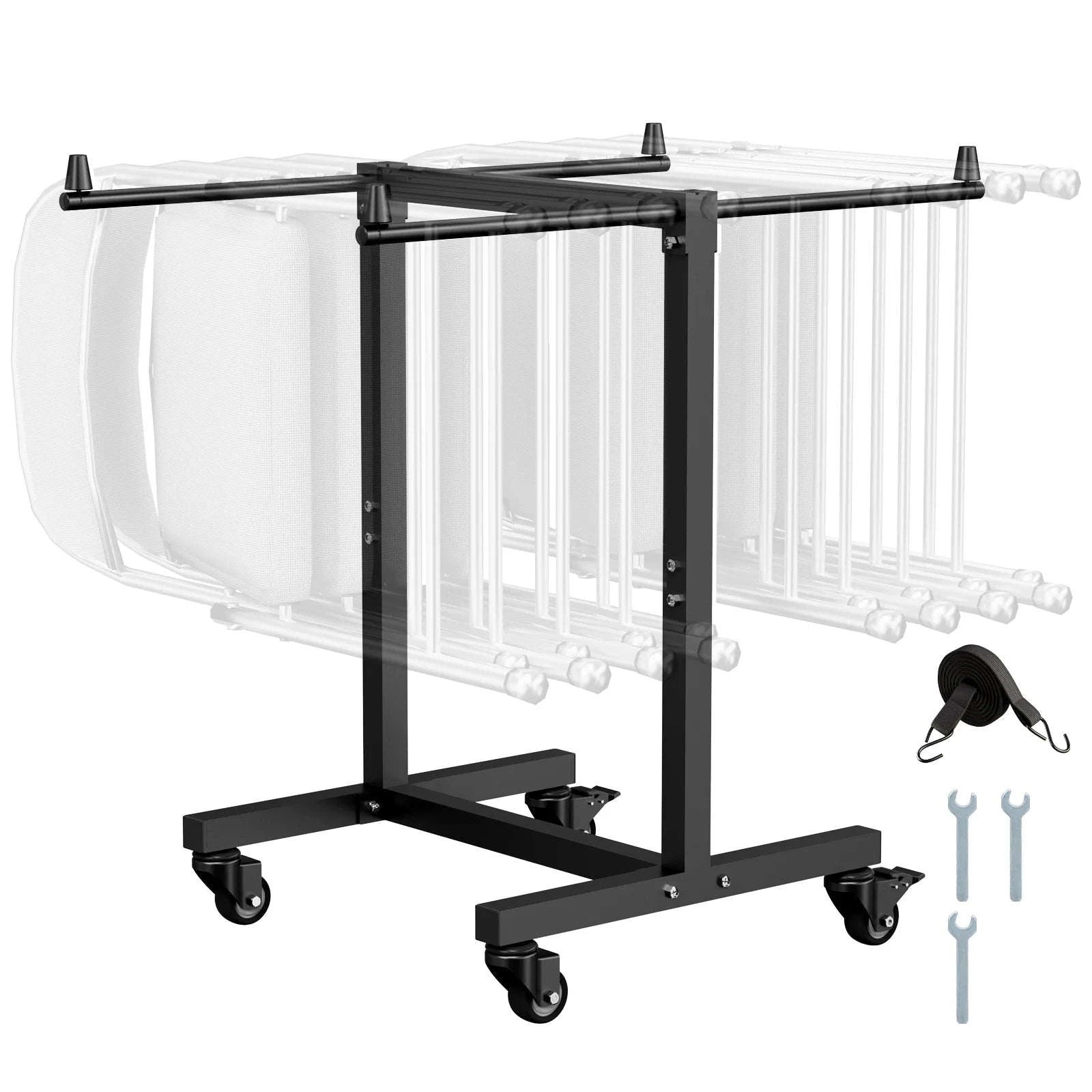 SucceBuy 200 LBS Folding Chair Rack T-shape Metal Chair StorageCart with Rubber Wheels Chair Holder Dolly for Hotel 14 Chairs-T-shape / CZECH REPUBLIC