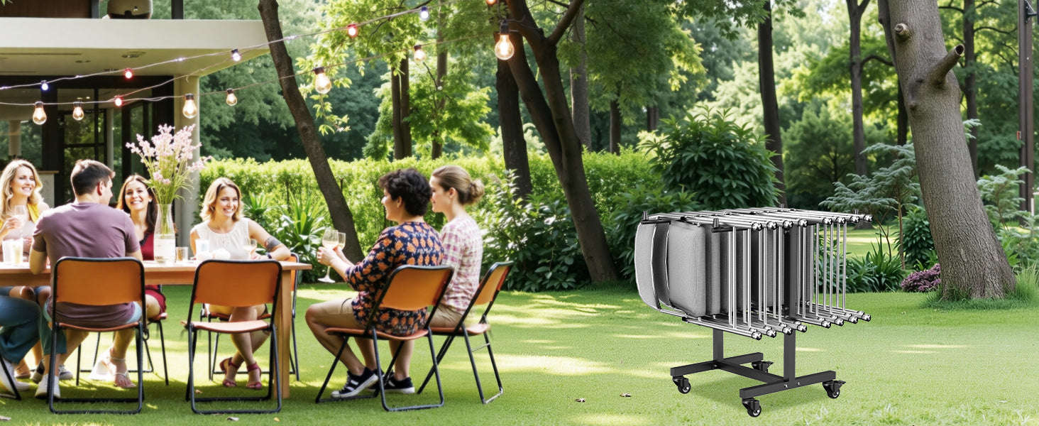 SucceBuy 200 LBS Folding Chair Rack T-shape Metal Chair StorageCart with Rubber Wheels Chair Holder Dolly for Hotel 14 Chairs-T-shape / CZECH REPUBLIC