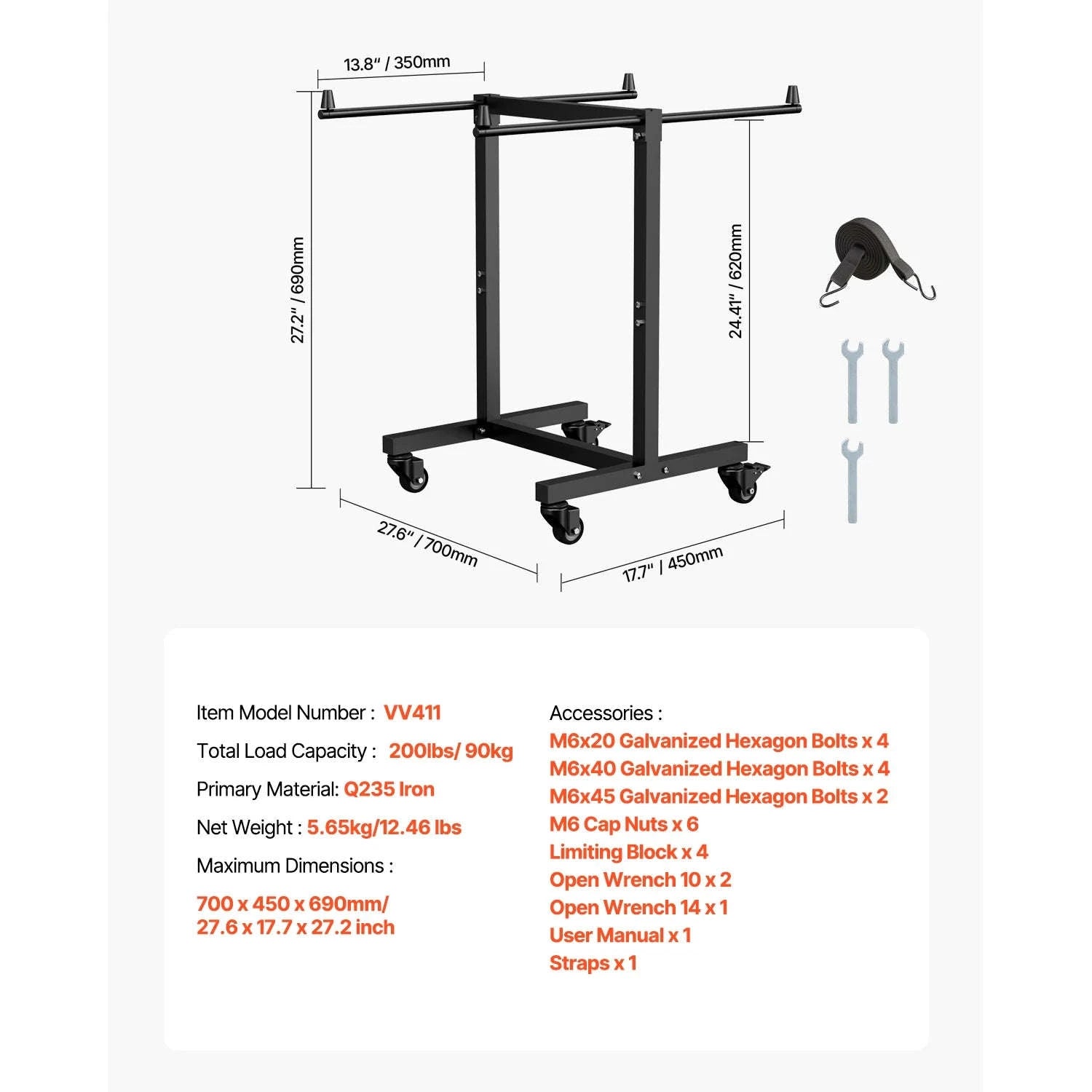 SucceBuy 200 LBS Folding Chair Rack T-shape Metal Chair StorageCart with Rubber Wheels Chair Holder Dolly for Hotel 14 Chairs-T-shape / CZECH REPUBLIC