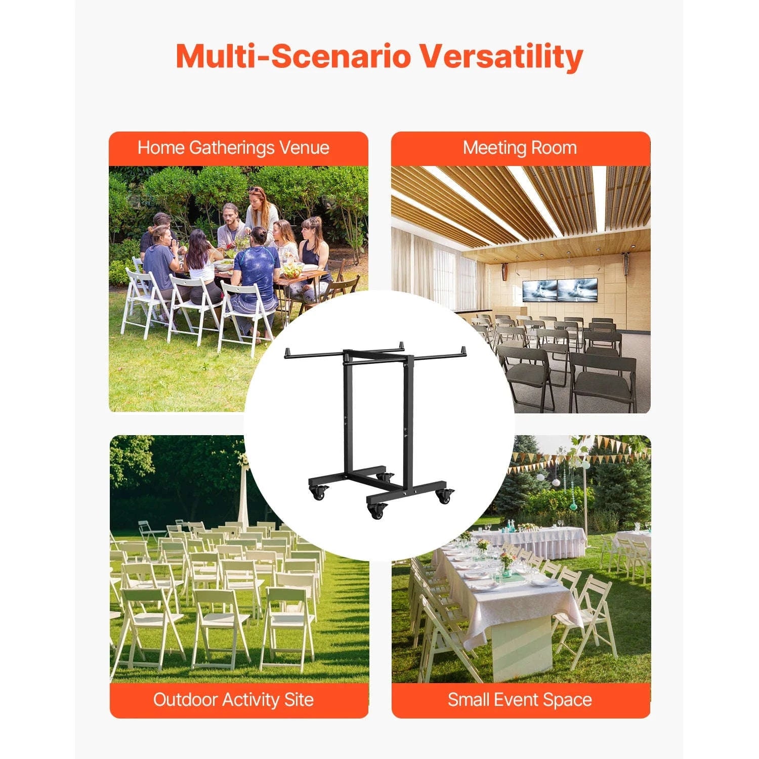 SucceBuy 200 LBS Folding Chair Rack T-shape Metal Chair StorageCart with Rubber Wheels Chair Holder Dolly for Hotel 14 Chairs-T-shape / CZECH REPUBLIC