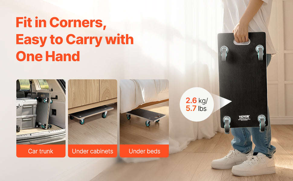 SucceBuy 2Pack Furniture Mover Dolly Fridge Moving Roller with 4TPR Wheels Rectangle Flat Dolly for Piano Washing Machine-2 Pack / CZECH REPUBLIC