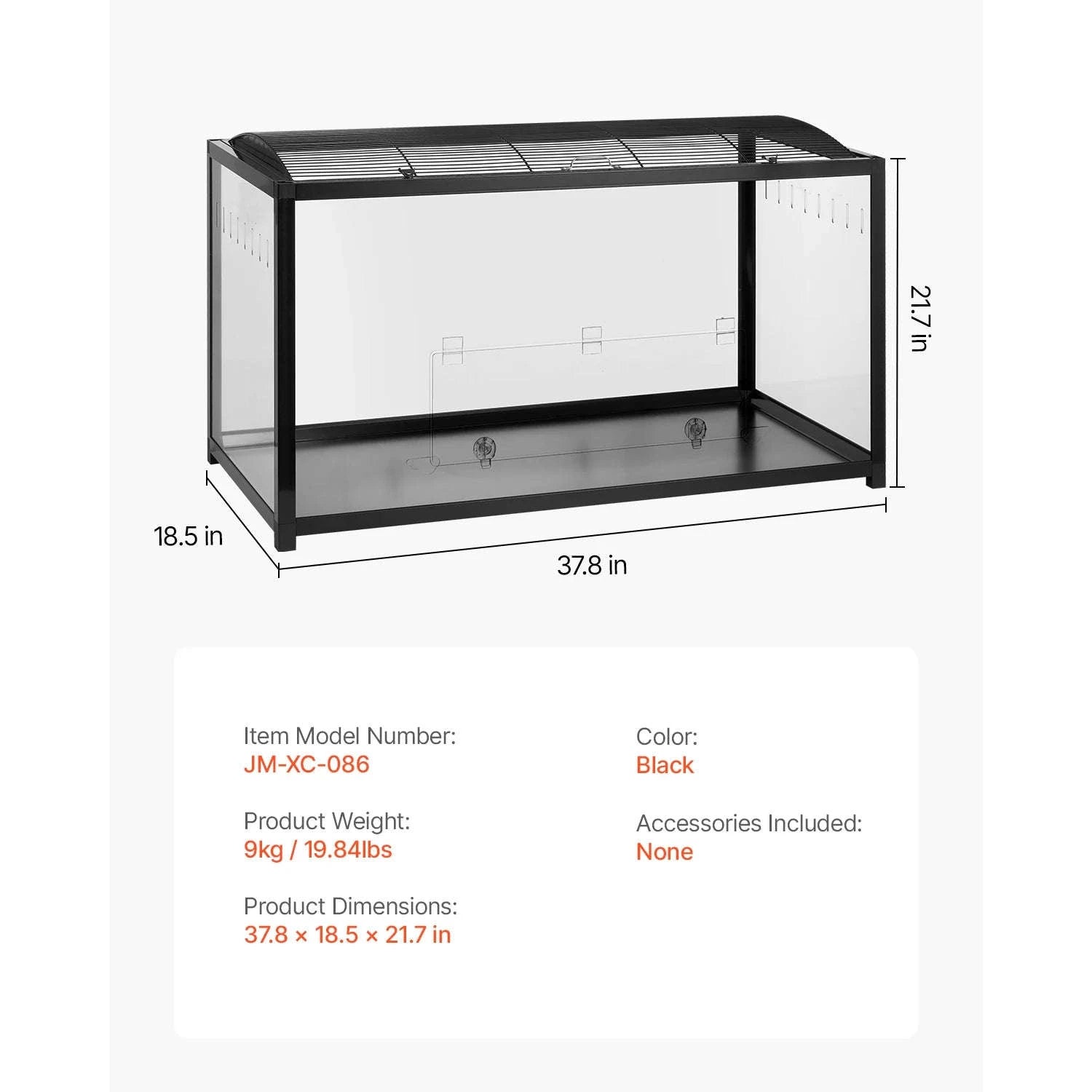 SucceBuy 37.8 x 18.5 x 21.7 inch Hamster Cage 360° Viewing Transparent Hamster Habitats with Front Door for Rats, Guinea Pigs-35-40inch / United States
