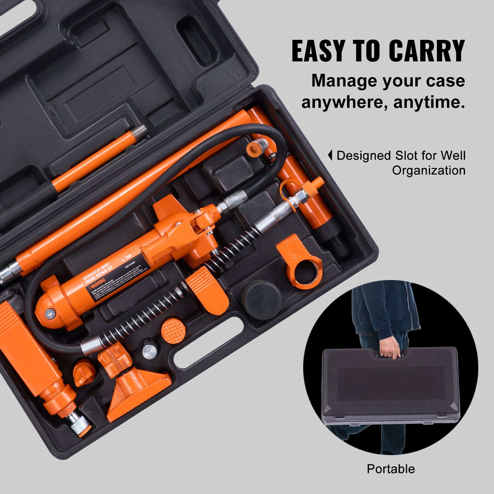 SucceBuy 4/10/12/20 Ton Power Hydraulic Cylinder Jack Autobody Frame Repair Tool Kit Automotive Truck Lifting  Heavy Equipment-12 Ton / United States