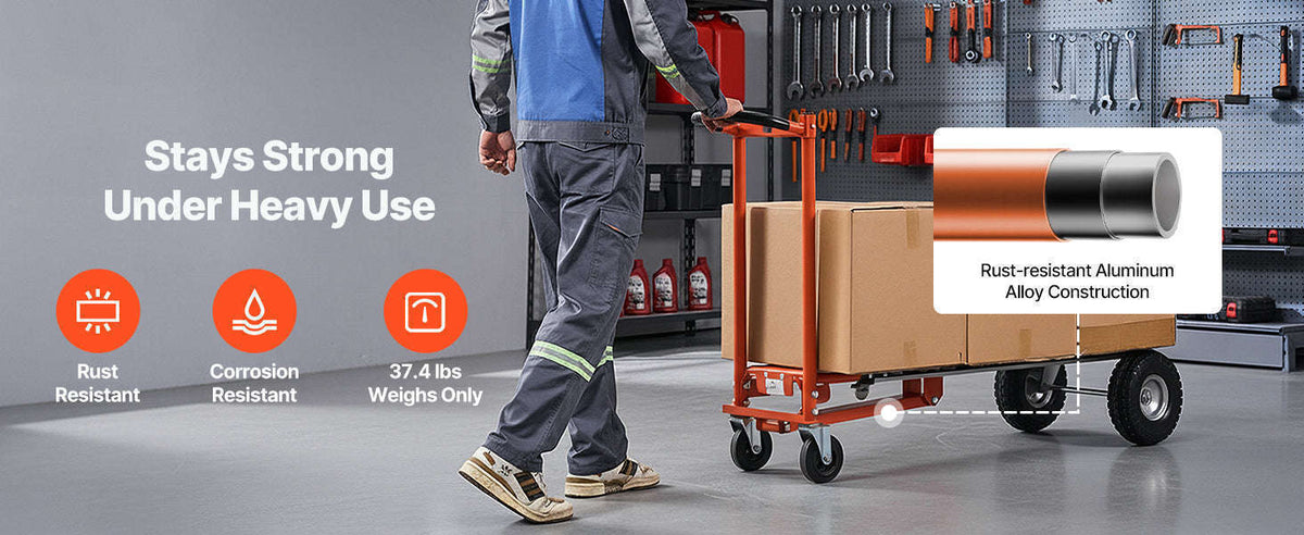 SucceBuy 4 in 1 Hand Truck 1000 lbs Load Capacity for 4-Wheel Mode Aluminum Alloy Portable Trolley Dolly for Moving Home Office-1000 lbs / Poland