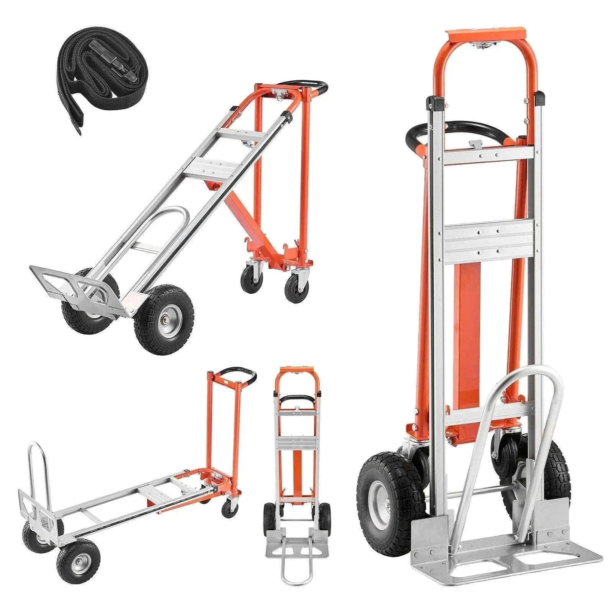 SucceBuy 4 in 1 Hand Truck 1000 lbs Load Capacity for 4-Wheel Mode Aluminum Alloy Portable Trolley Dolly for Moving Home Office-1000 lbs / Poland