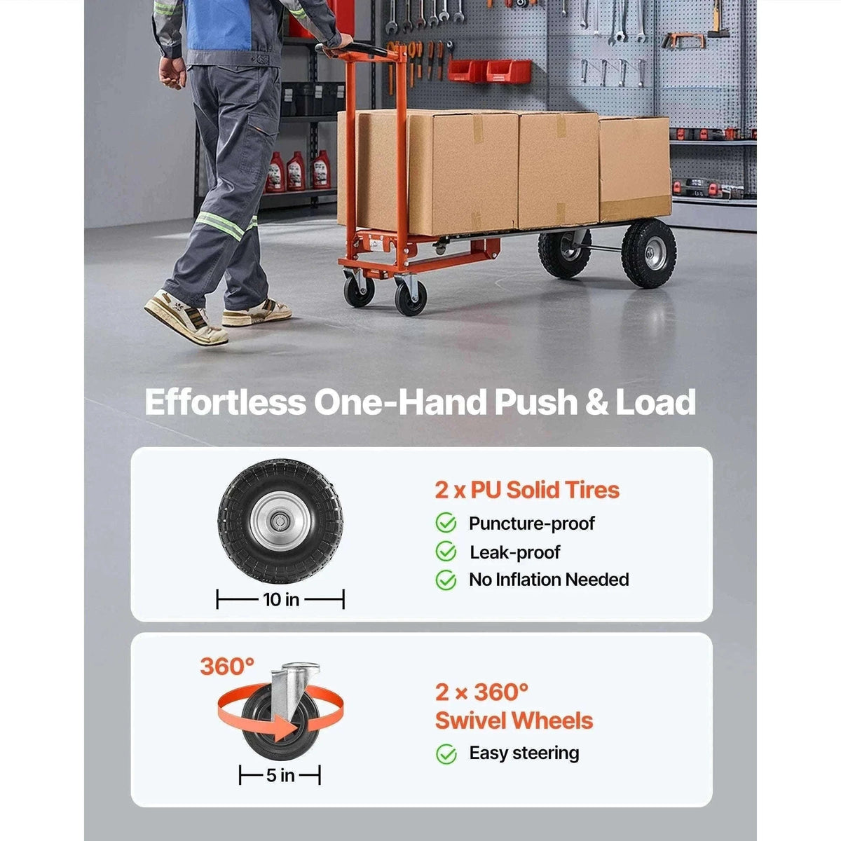 SucceBuy 4 in 1 Hand Truck 1000 lbs Load Capacity for 4-Wheel Mode Aluminum Alloy Portable Trolley Dolly for Moving Home Office-1000 lbs / Poland