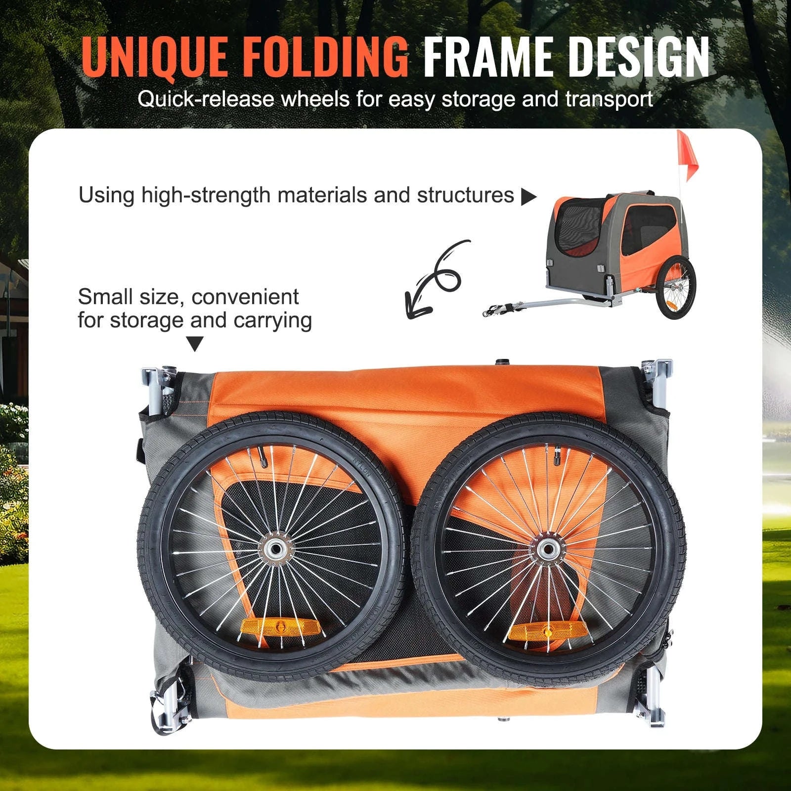 SucceBuy 66lbs Pet Cart Bicycle Carrier Dog Bike Trailer with Folding Frame & Wheels Reflectors Flag for Dogs Accessories-66 lbs / United States