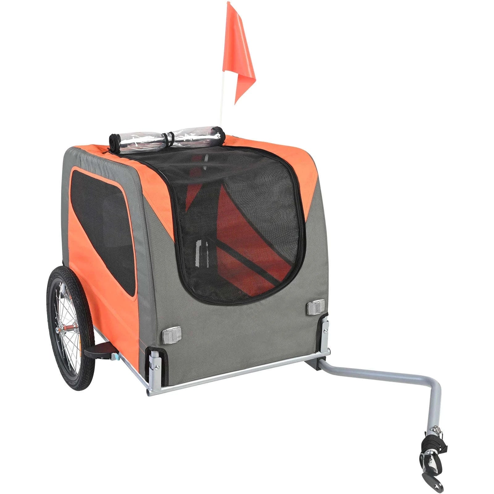 SucceBuy 66lbs Pet Cart Bicycle Carrier Dog Bike Trailer with Folding Frame & Wheels Reflectors Flag for Dogs Accessories-66 lbs / United States