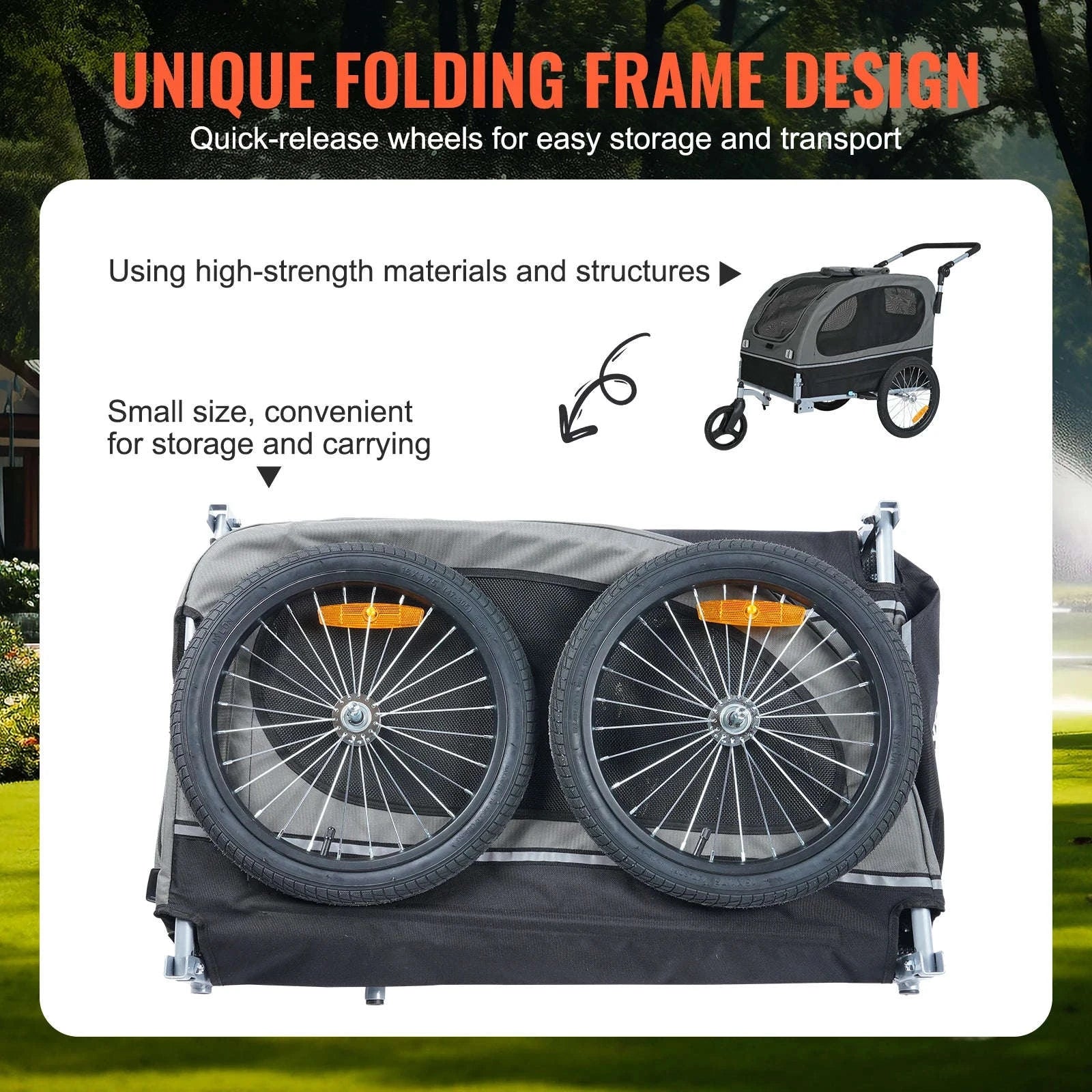 SucceBuy 88lbs 2-in-1 Pet Stroller Cart Dog Bike Trailer with Wheels Reflectors Easy Folding Cart Frame Bicycle Coupler Carrier-88lbs / United States