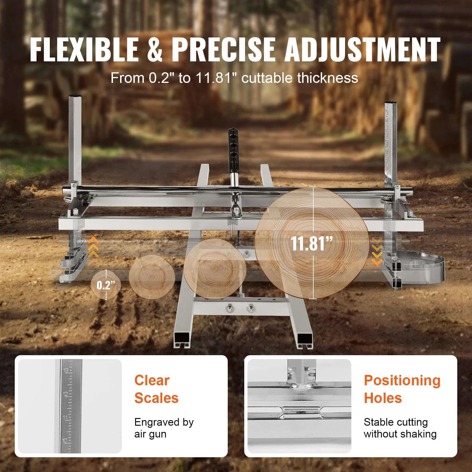 SucceBuy Chainsaw Mill Planking Milling 14-36 Inch Guide Bar Wood Lumber Cutting Portable Sawmill Aluminum Steel Chain Saw Mill-14-36in / spain
